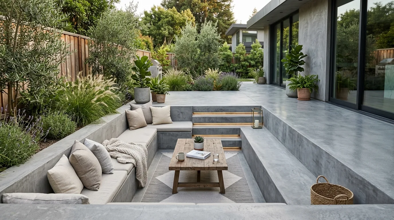 Concrete Patio with Sunken Seating Area
